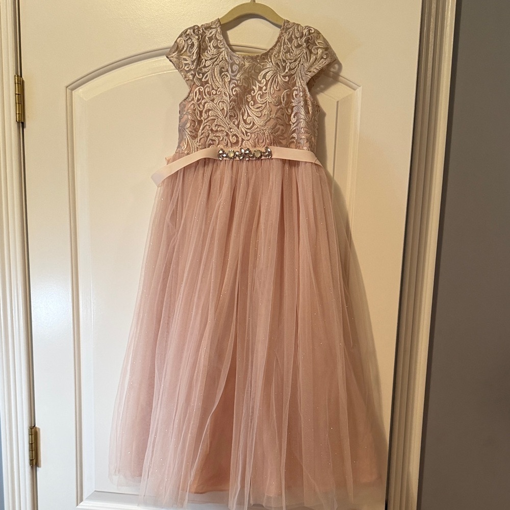 Rare Editions Pink Lace and Tulle Kids Dress